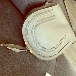 Chloe Marcie Gray Leather Crossbody Bag